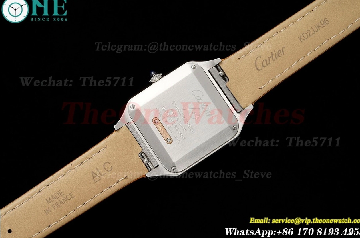 LE AF Dumont RG Silver Dial Brown Santos Quartz 1203